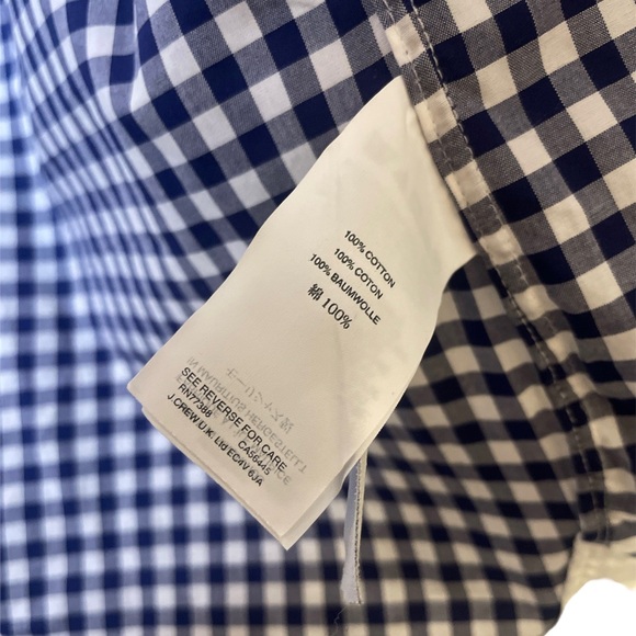 J Crew | NWOT Men’s Ludlow Navy White Gingham Long Sleeve Button Down Size XL - Picture 7 of 9